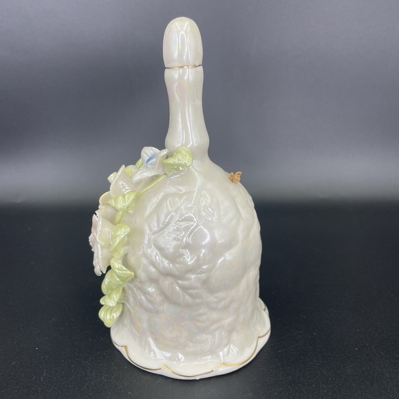 Bell Porcelain Dinner 3D Sculpted Iridescent Spring Floral Gold Trim 6"  Vintage - Picture 3 of 10